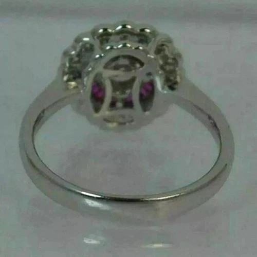 2.2CT Round Cut Lab Created Diamond Vintage Halo Wedding Ring 925 Silver