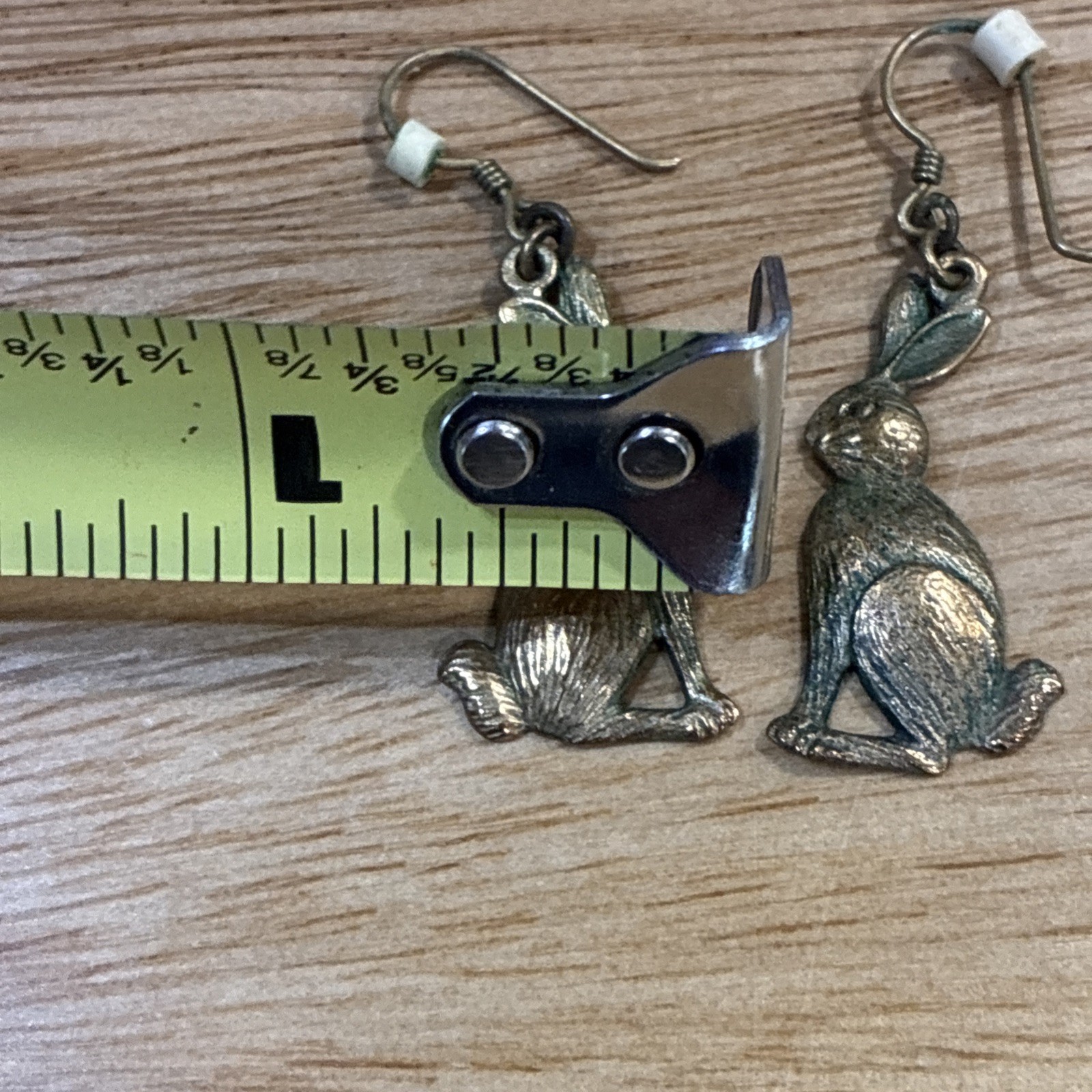 Brass Bunny Rabbit Earrings Vintage Dangle From Estate