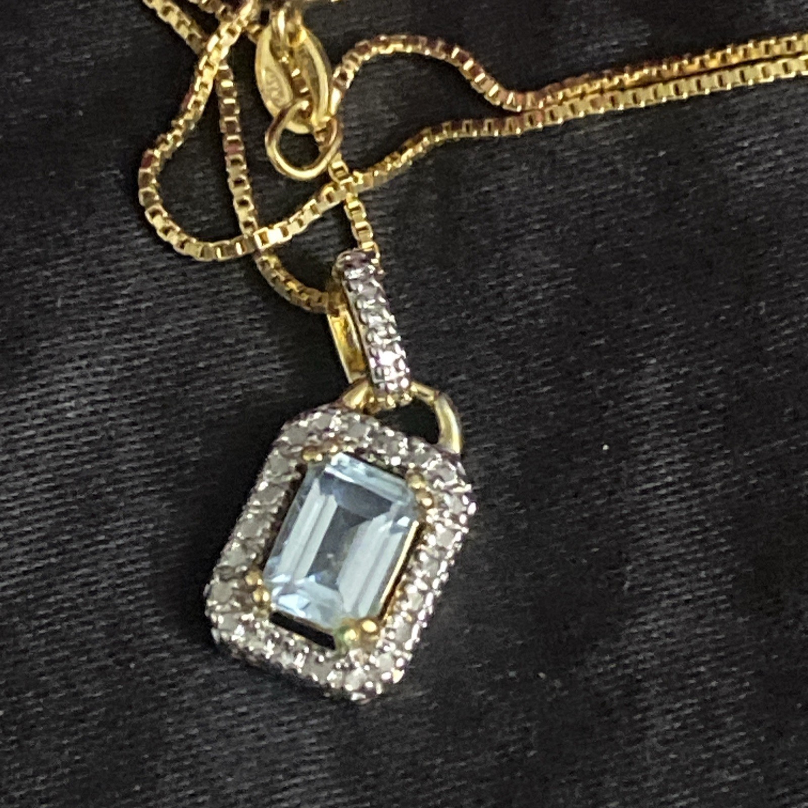 New Ross-Simons Aquamarine 14k Gold Vermeil Sterling Silver Halo Necklace 18”