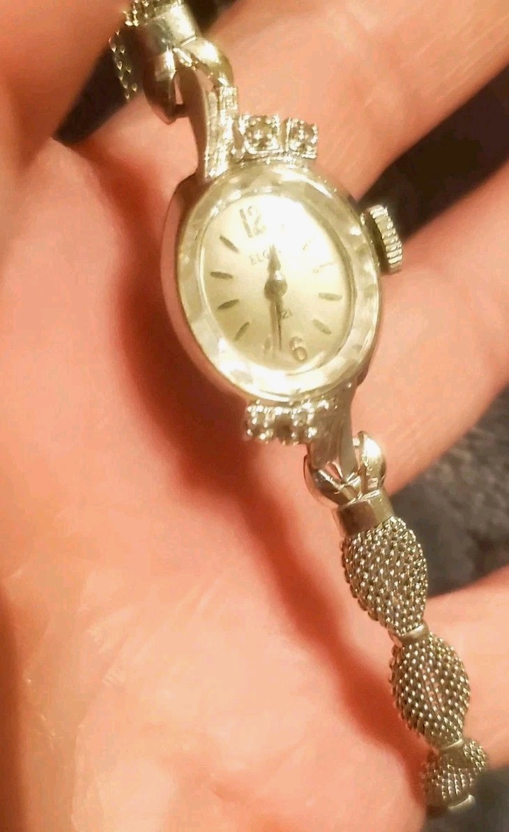 Vintage Elgin 10k Bezel Diamonds Speidel 10k Band 21 Gem Working