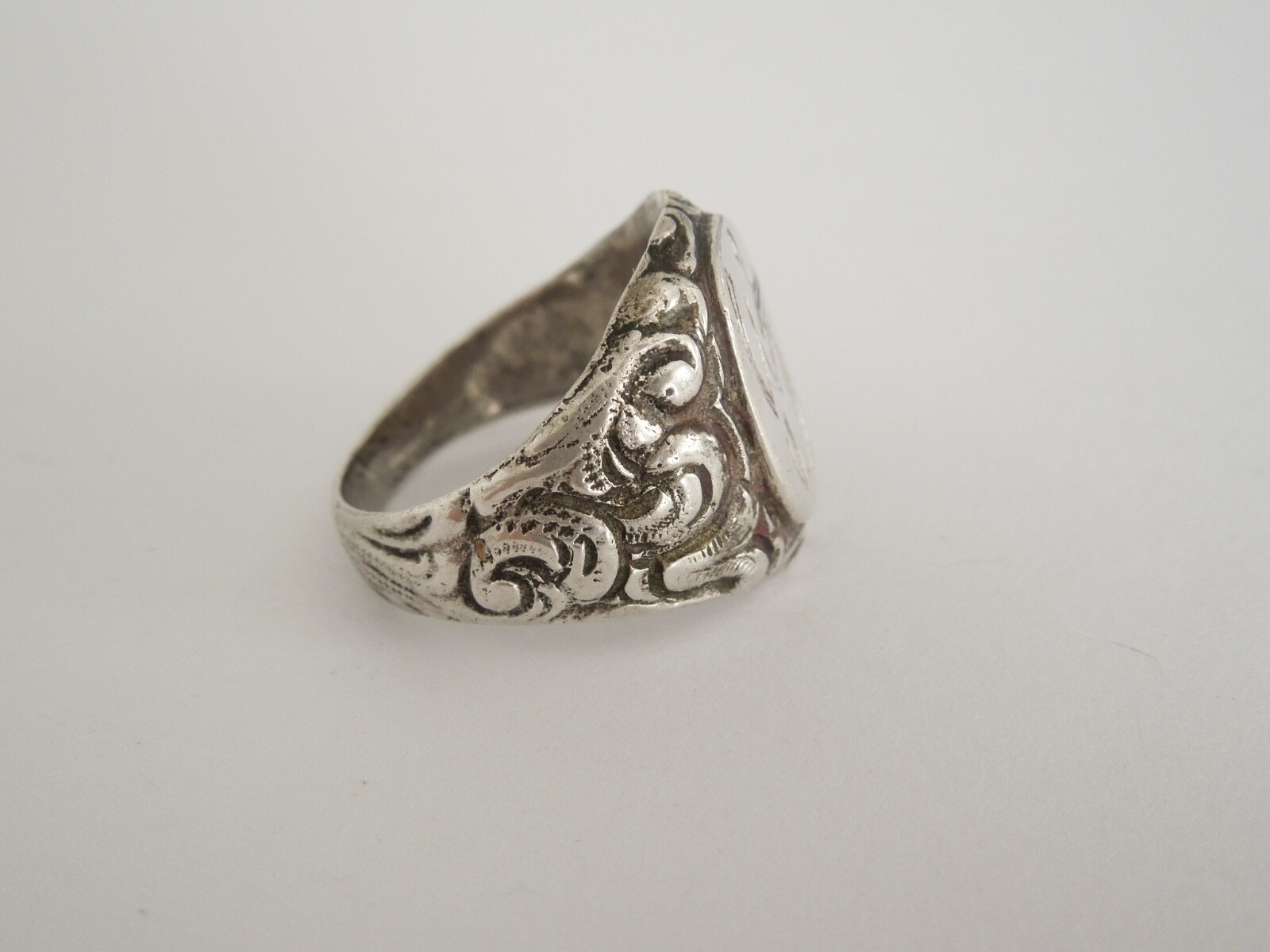 800 Silver Signet Ring Monogram WvT 9.5 G/Gr.57