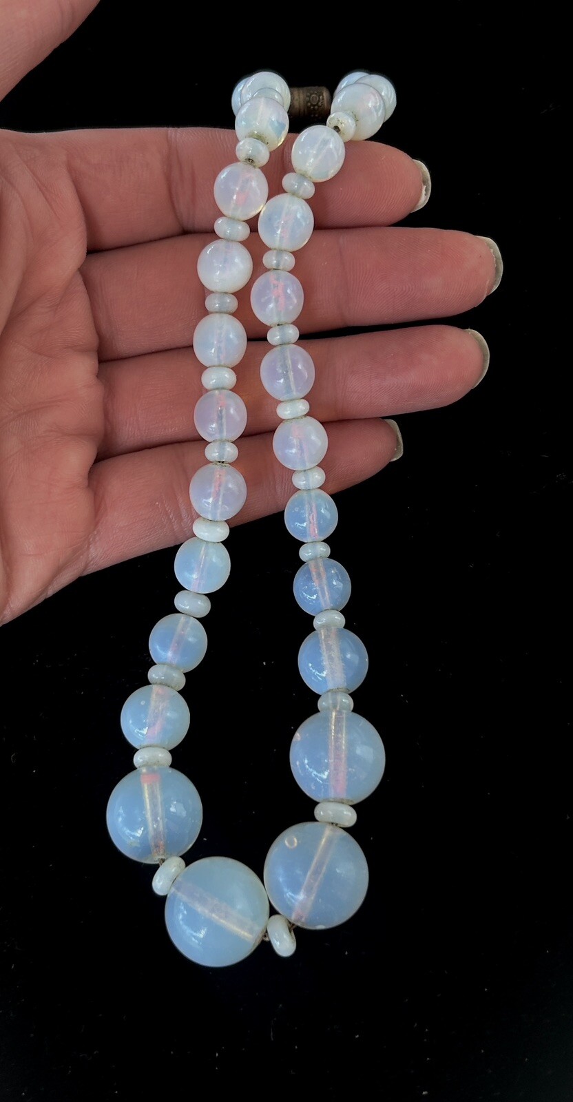 VTG LOUIS ROUSSELET France Graduated French Opaline Glass NECKLACE