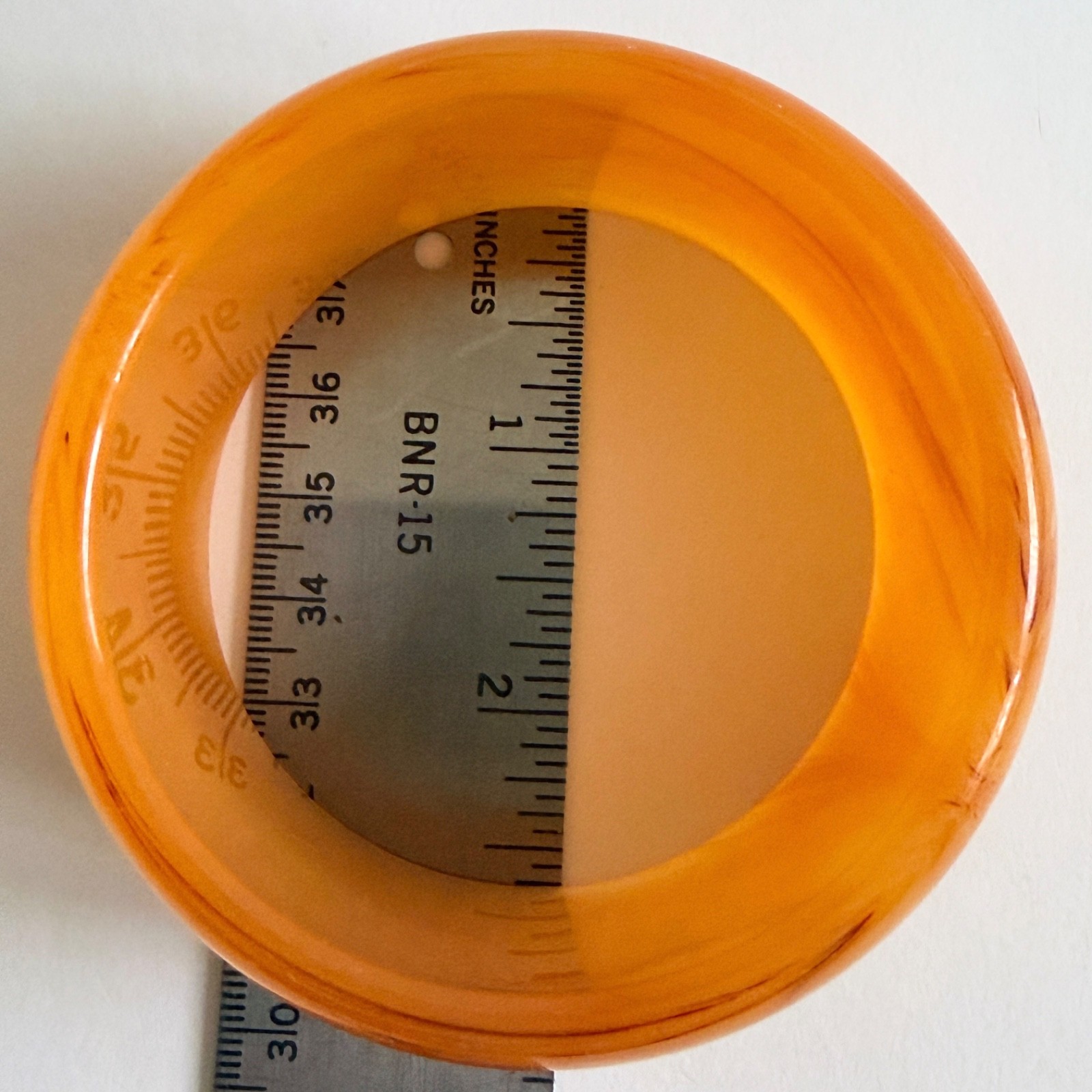 Vintage lucite acrylic bracelet orange swirl wide 1.5 chunky translucent