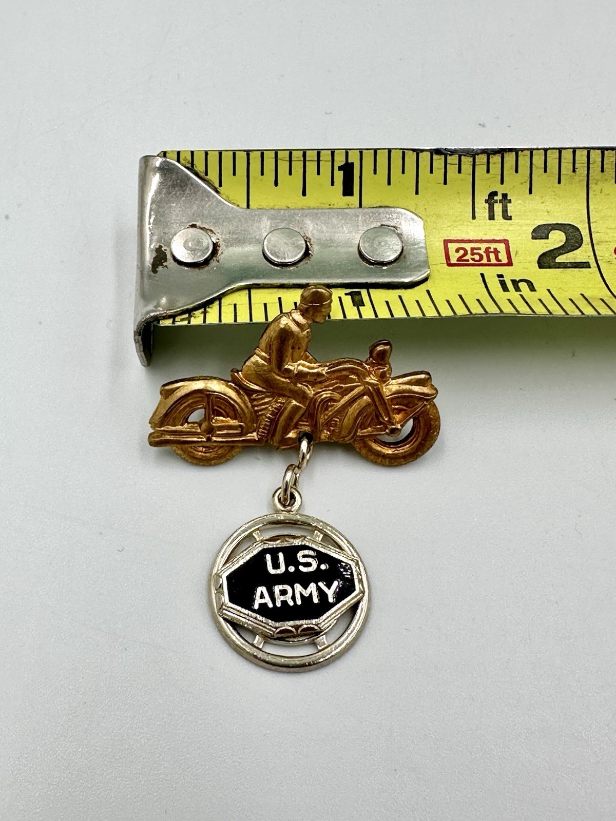 Antique 1930/40’s Brass US Army Harley Davidson Indian Motorcycle Motorcycle Pin