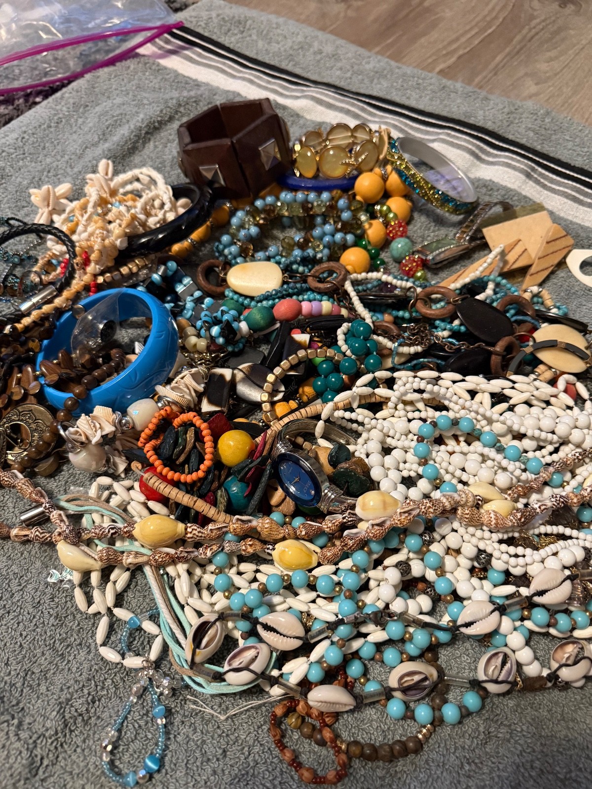 1 lb Coastal Wearable Curated Jewelry Mystery Lot Vintage to Modern Shells Beach