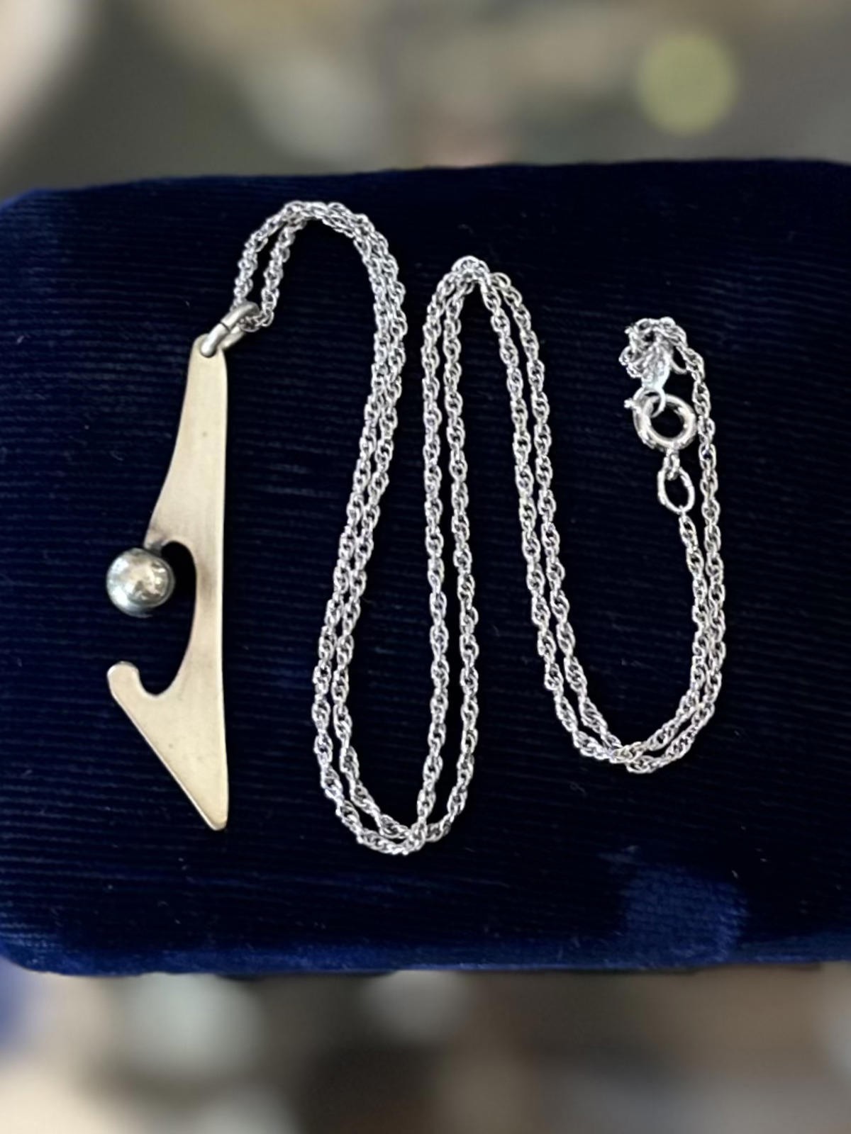 Vintage ORB Otto Robert Bade Sterling Silver Modernist Abstract Pendant Necklace