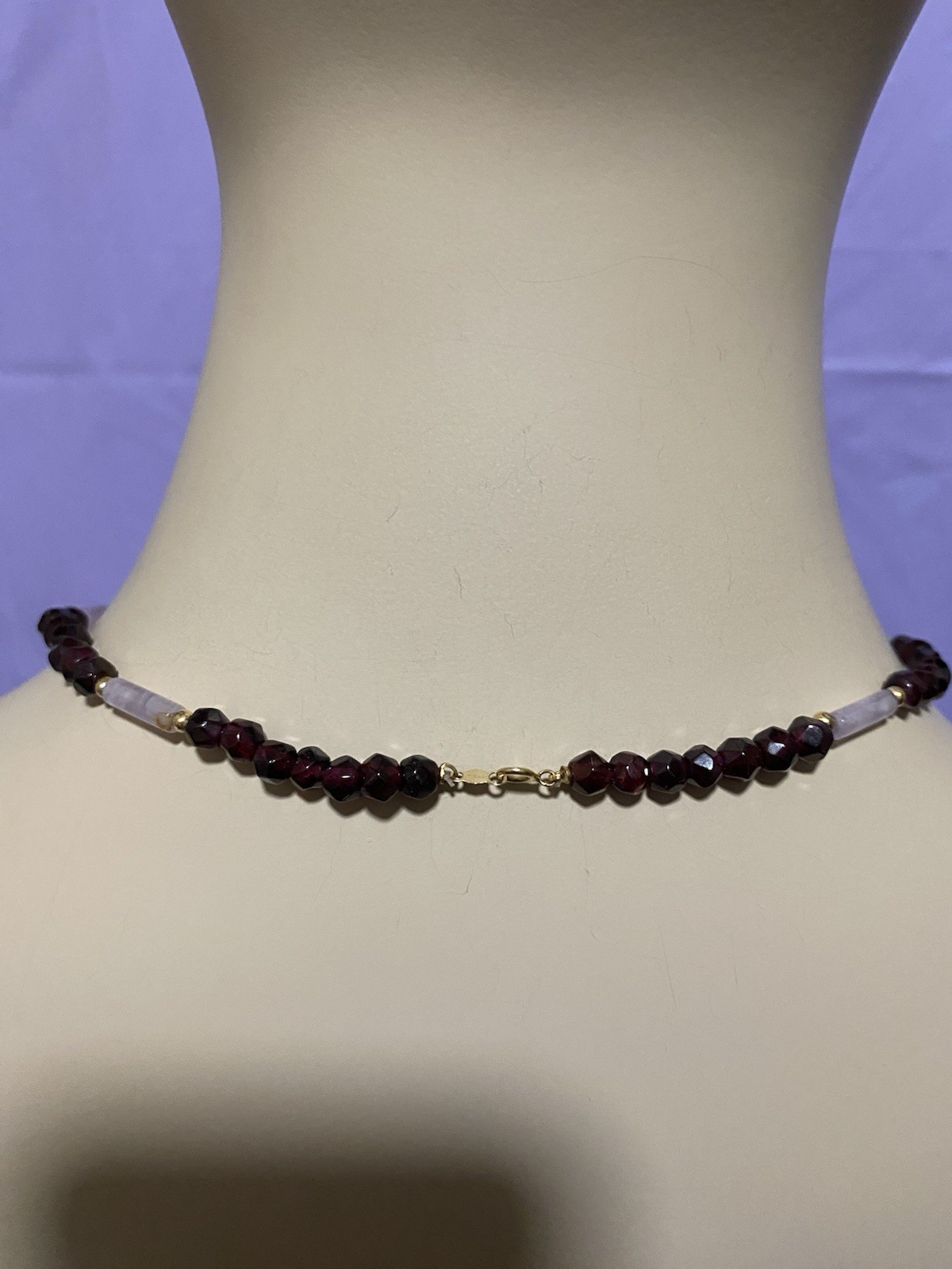 14kt Rose Quartz Garnet Necklace 16” Bracelet 6.5” Set