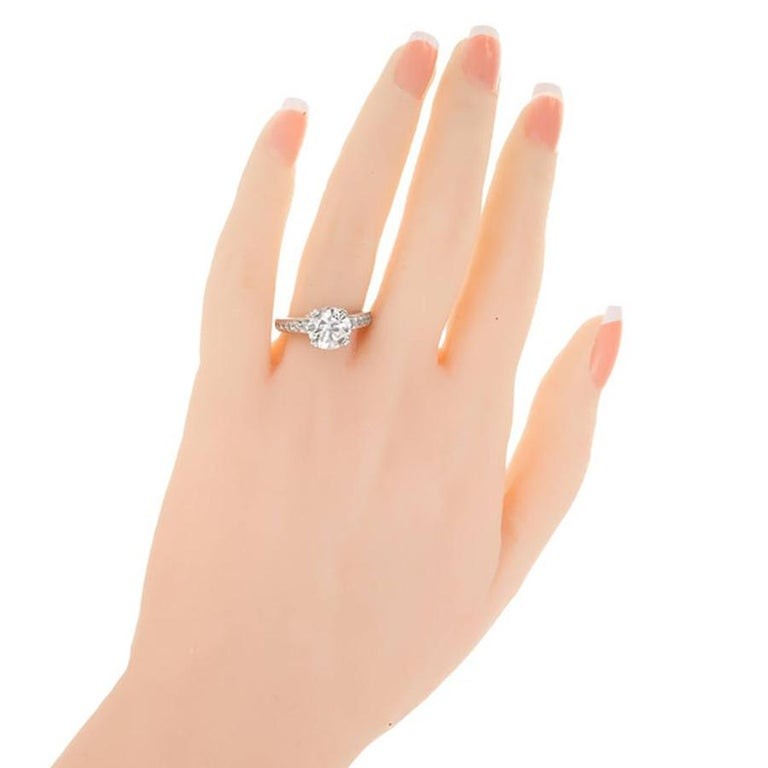 Vintage 2.44ct Transitional Ideal Cut Diamond Platinum Ring