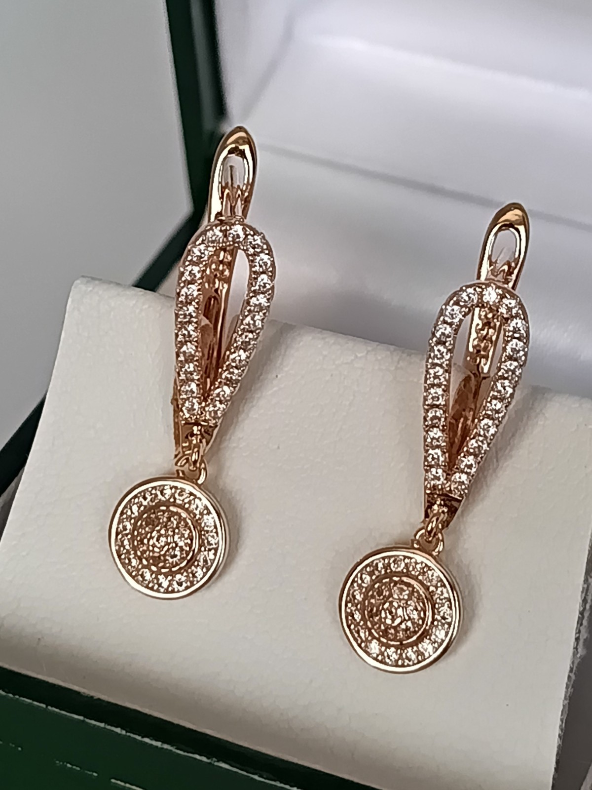 Vintage 1990-s 14 Ct Rolled Gold Zircons Earrings-Hallmarked 585 RG