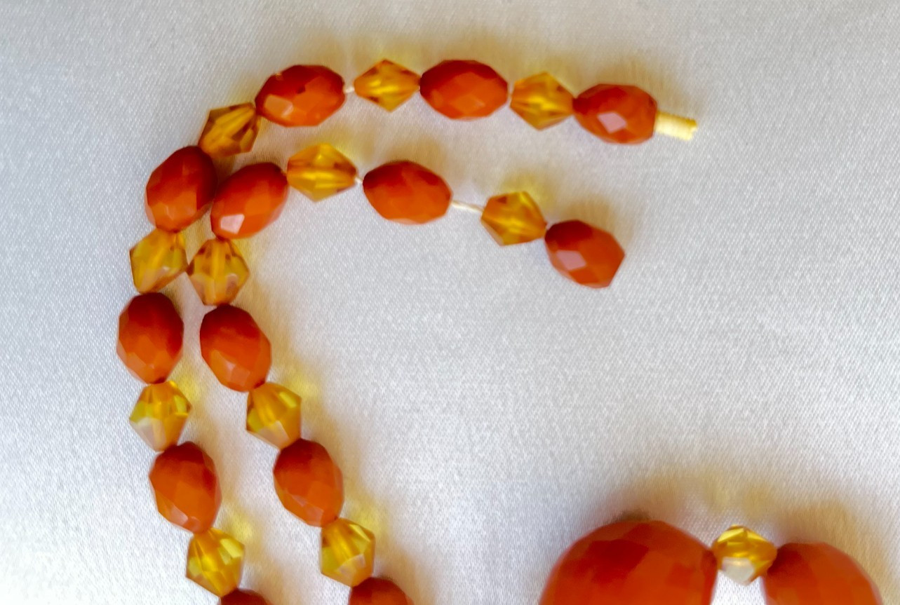 Vintage Butterscotch Grape Bead Bakelite Necklace Amber Color Art Deco Style