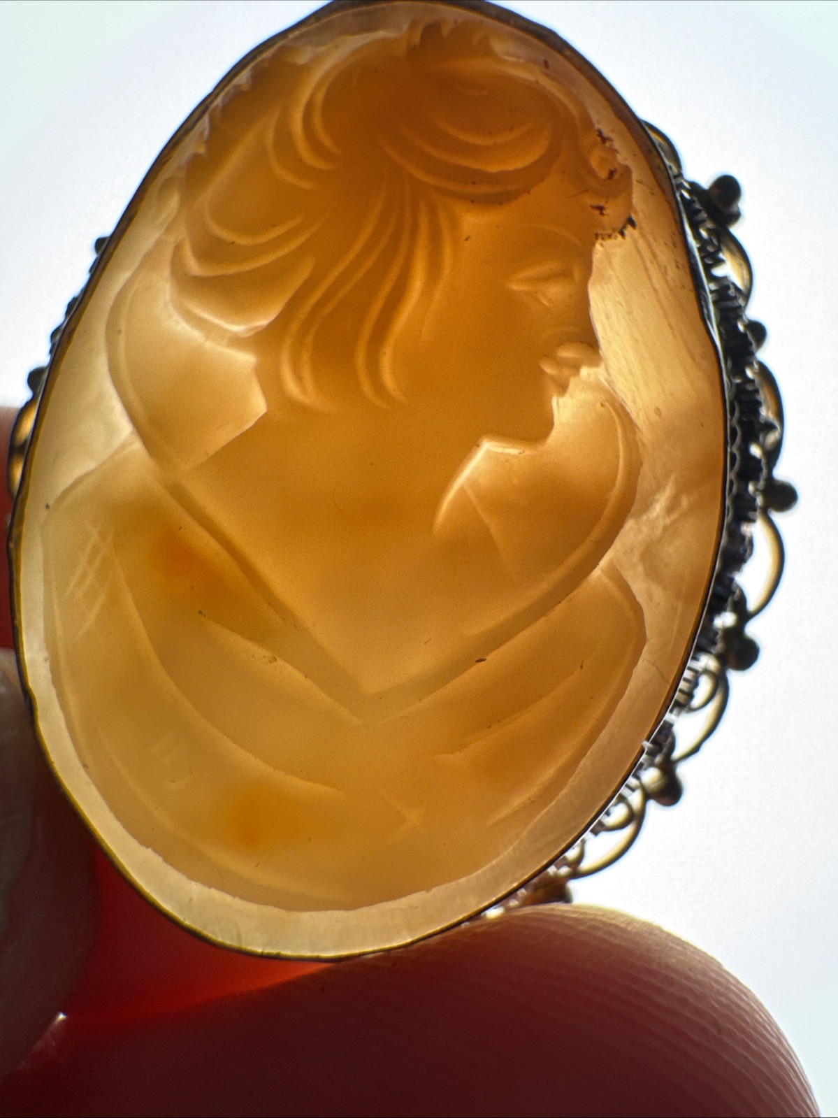 Vintage Carved Shell Cameo Brooch Pendant Beautiful #27￼