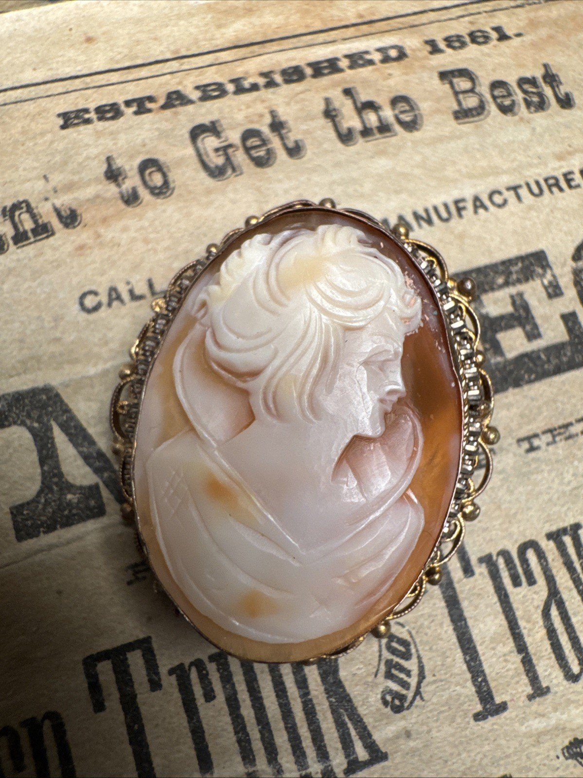 Vintage Carved Shell Cameo Brooch Pendant Beautiful #27￼