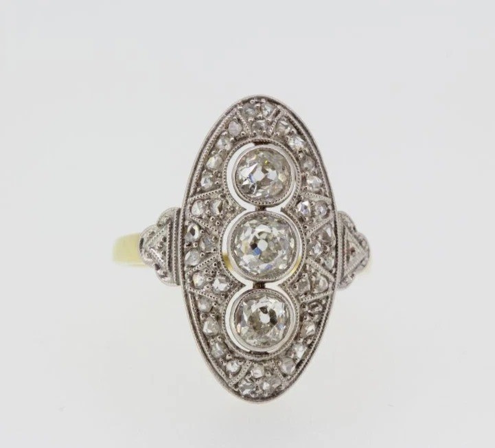 2.9Ct Art Deco Style Lab Created Diamond Engagement Wedding 14k Gold Finish Ring