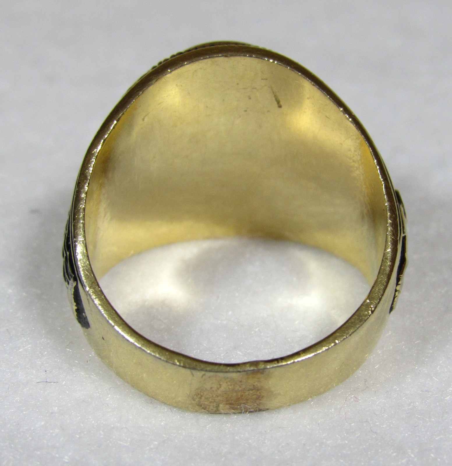 Vintage US Navy Blue Stone Men’s Ring Eagle Anchor 18K Gold Electroplate Size 12
