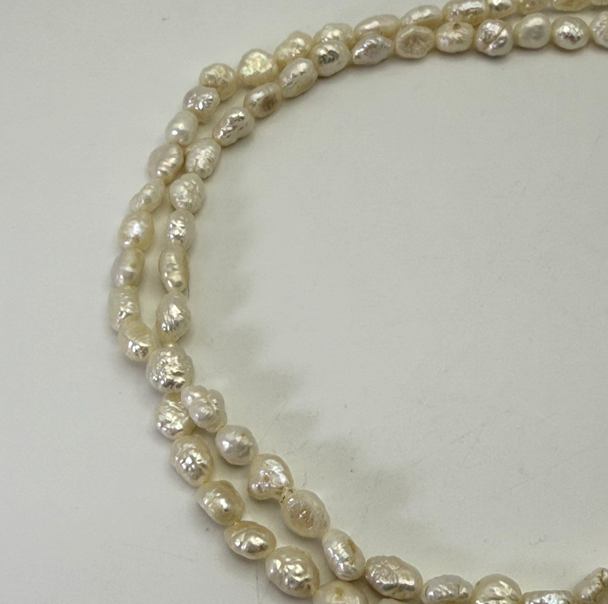 Rice Baroque Pearl Necklace Long Strand Freshwater Pearls 32 inches