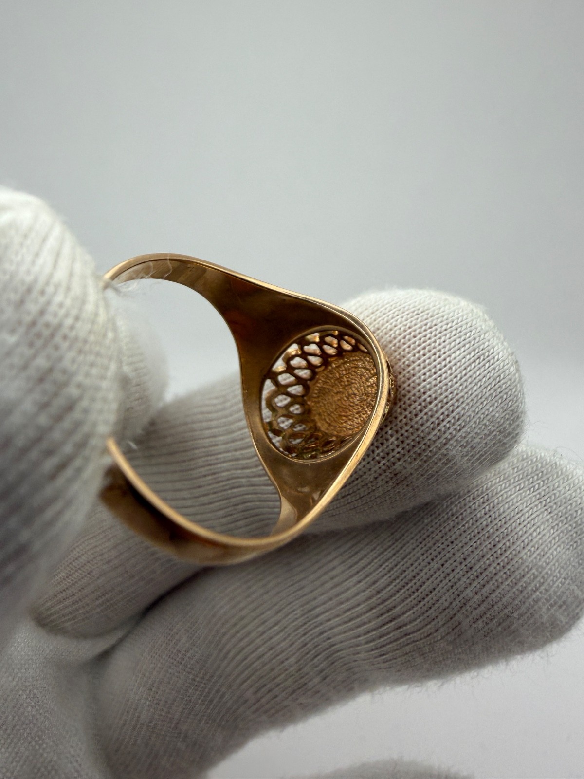 Vintage Soviet 14K Rose Gold Signet Ring 583 USSR Oval Ring Size 9.75 – 3.74g