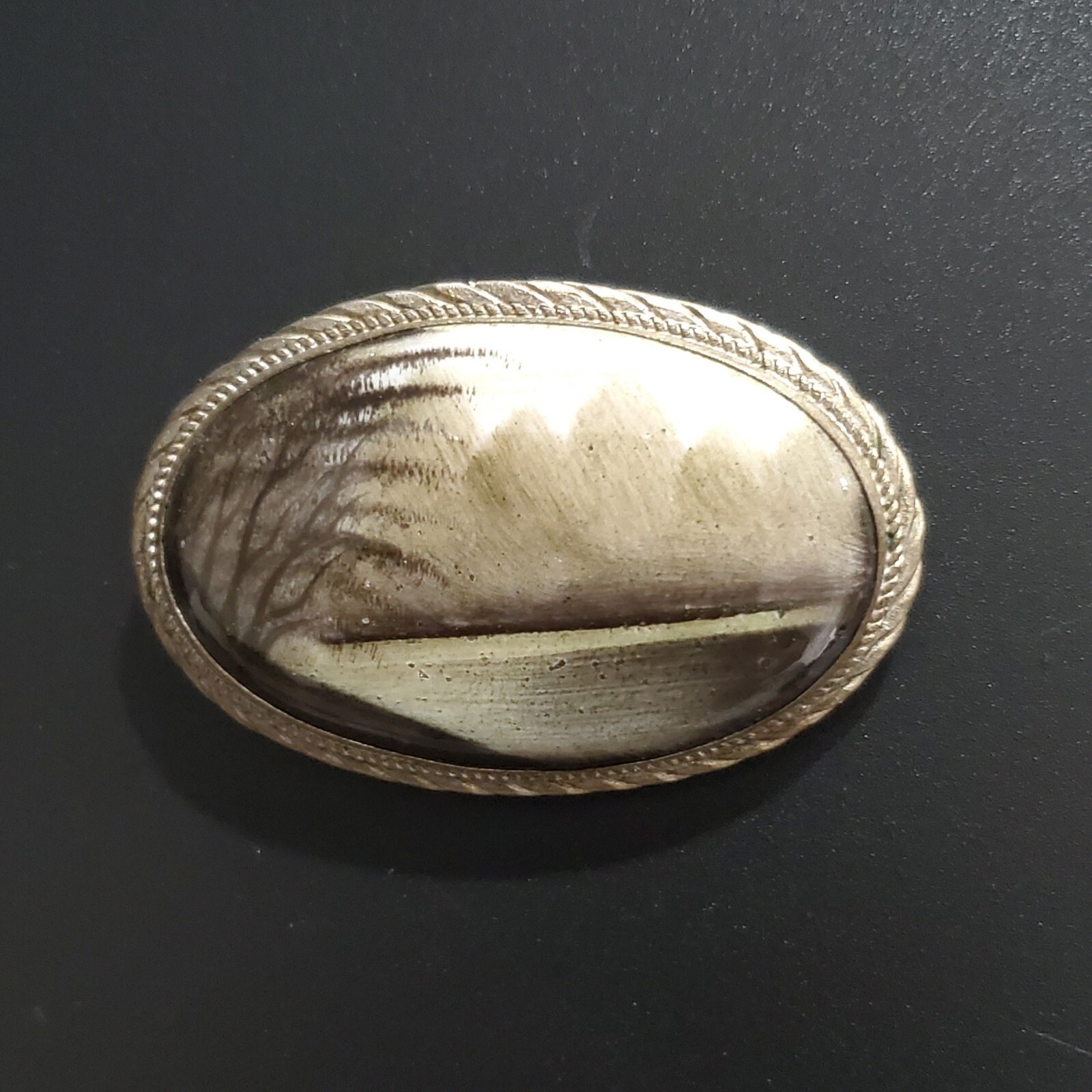 OOAK Artisan Landscape Brooch Signed 2×1.5″ inches One-of-a-kind Vintage