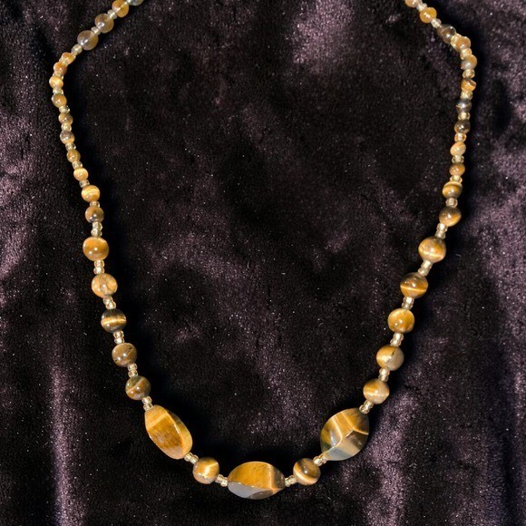 Vintage Genuine Tiger’s Eye Graduated Bead Necklace Barrel Clasp