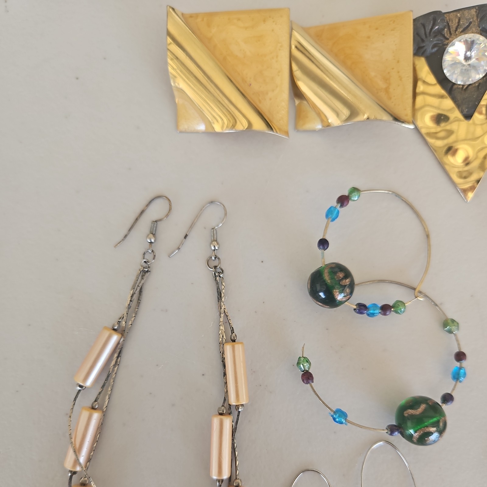 Vintage Pierced Earrings Lot Of 10 Pairs Various Lengths Styles Material 21