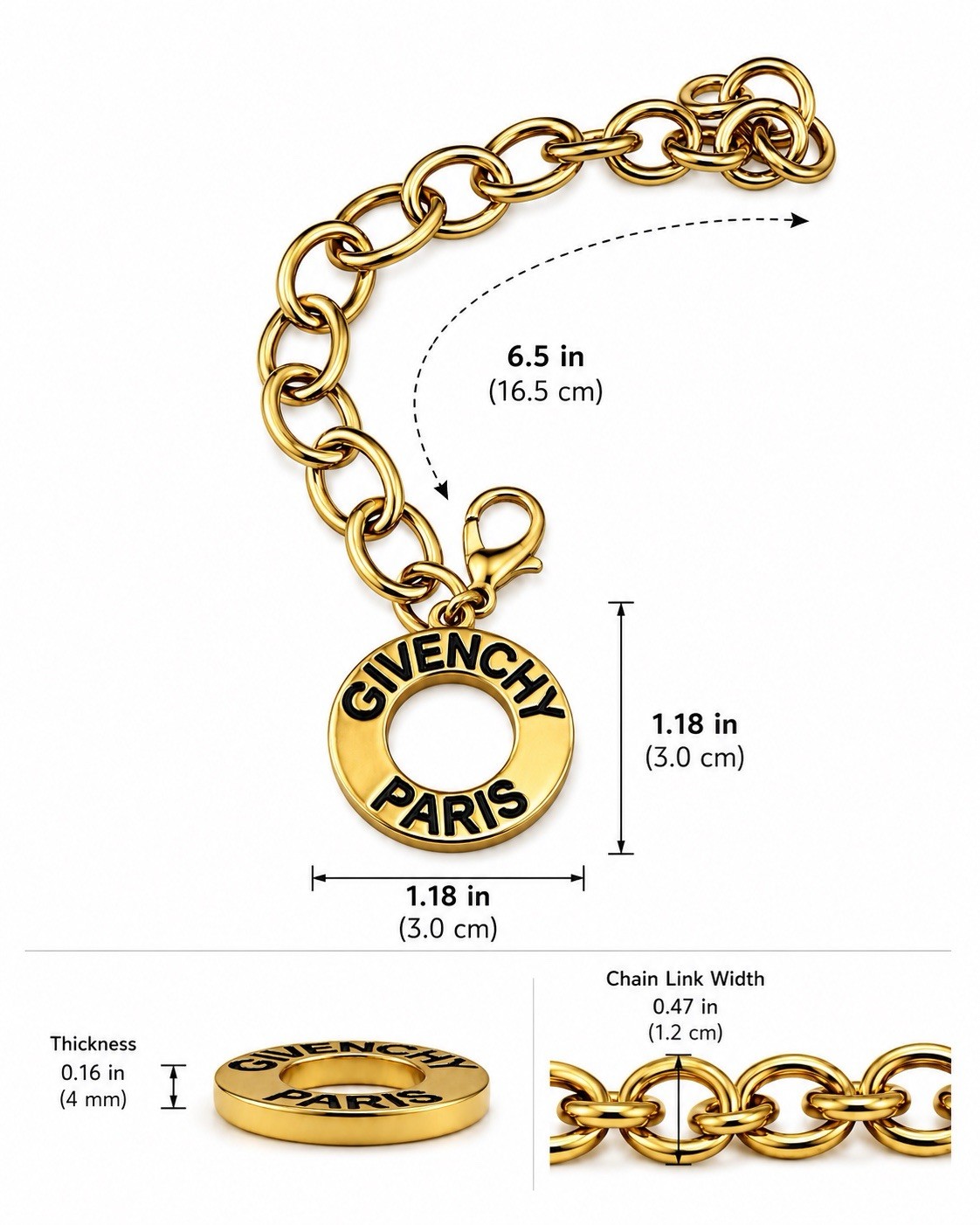 Authentic Givenchy Paris Gold tone charm bracelet PreOwn Excellent Unique Find