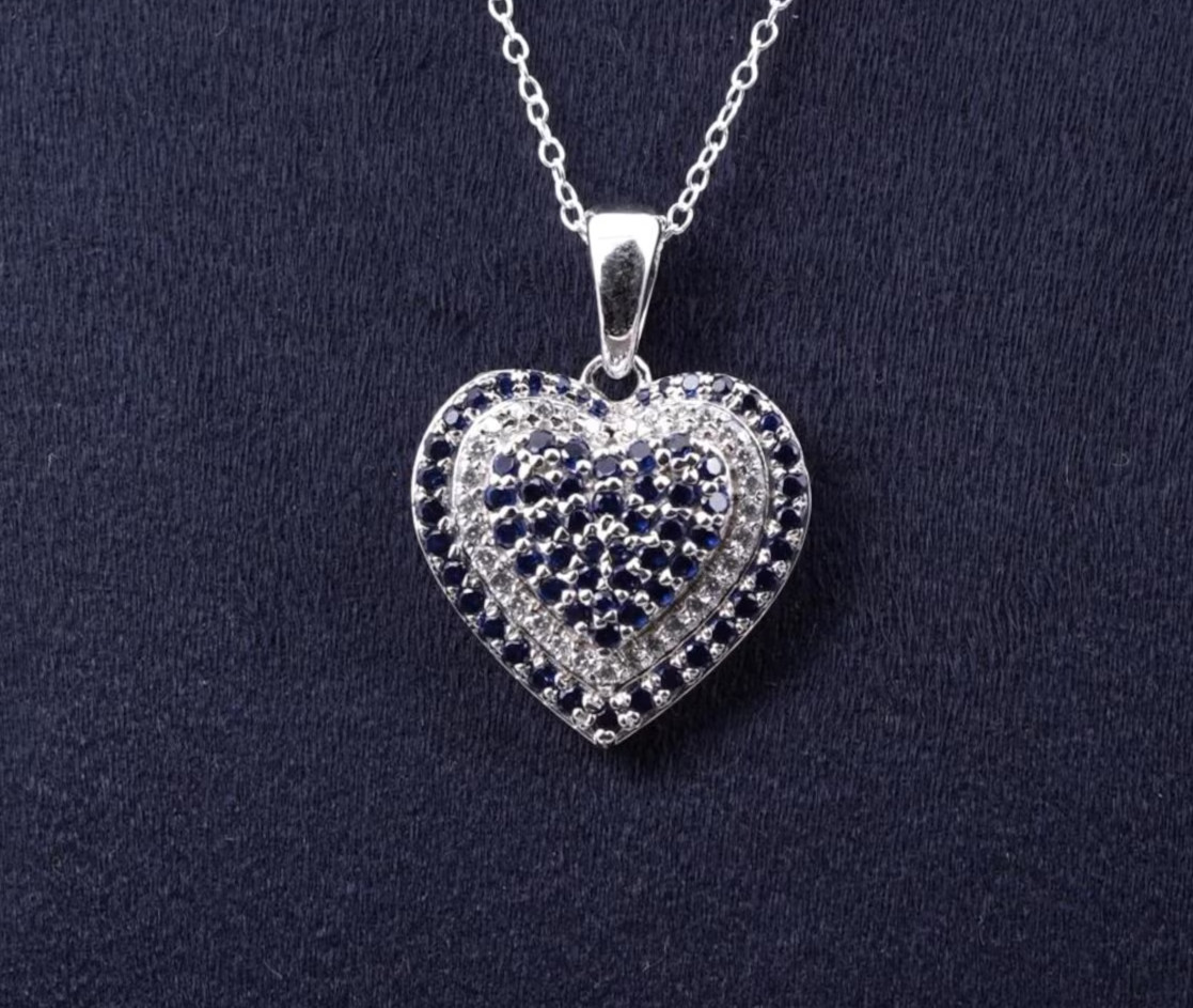 Blue Sapphire Pendant Heart Shape Pendant 925 Sterling Silver Pendants Gifts