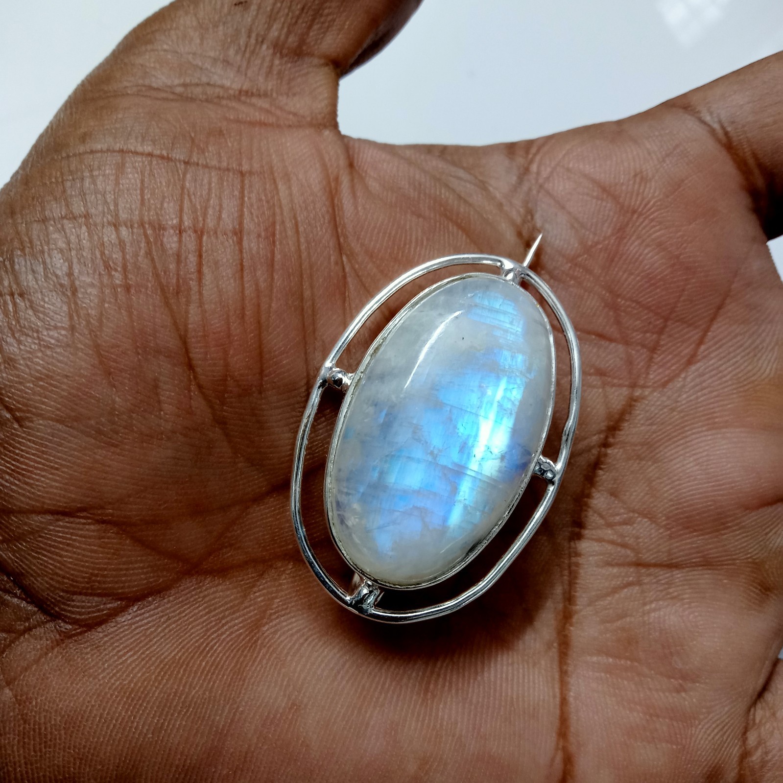 Natural Moonstone 925 Sterling Silver Brooch, Scarf Pin , Brooches For Women