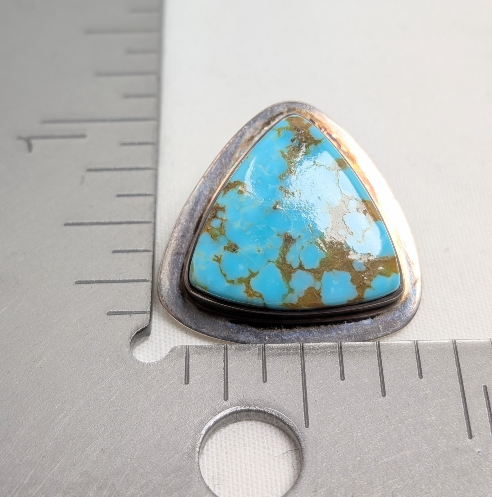 Vintage Turquoise Silver Earrings Triangle Geometric Sterling Bevel Set Clip On