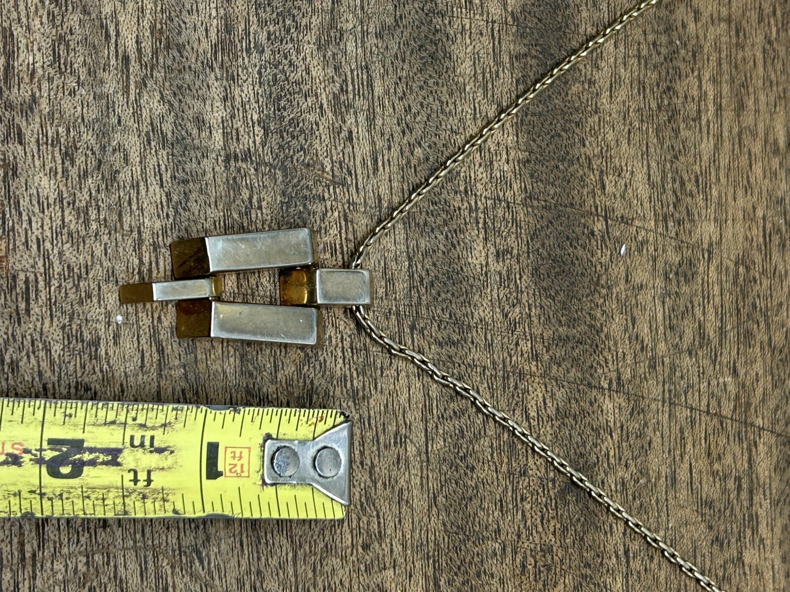 Vintage Starky Rectangles Golden Mid Century Modern Choker Necklace Goldtone
