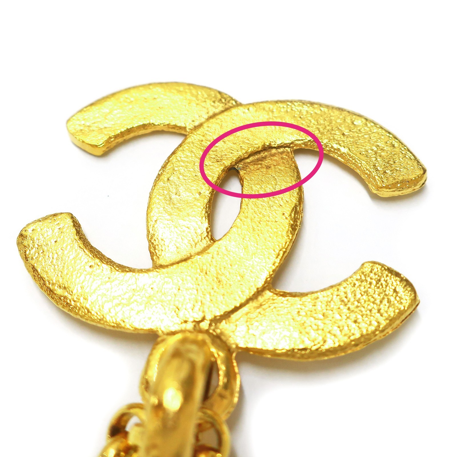 CHANEL Gold Plated CC Logos Charm Vintage Chain Necklace Pendant #1302c Rise-on