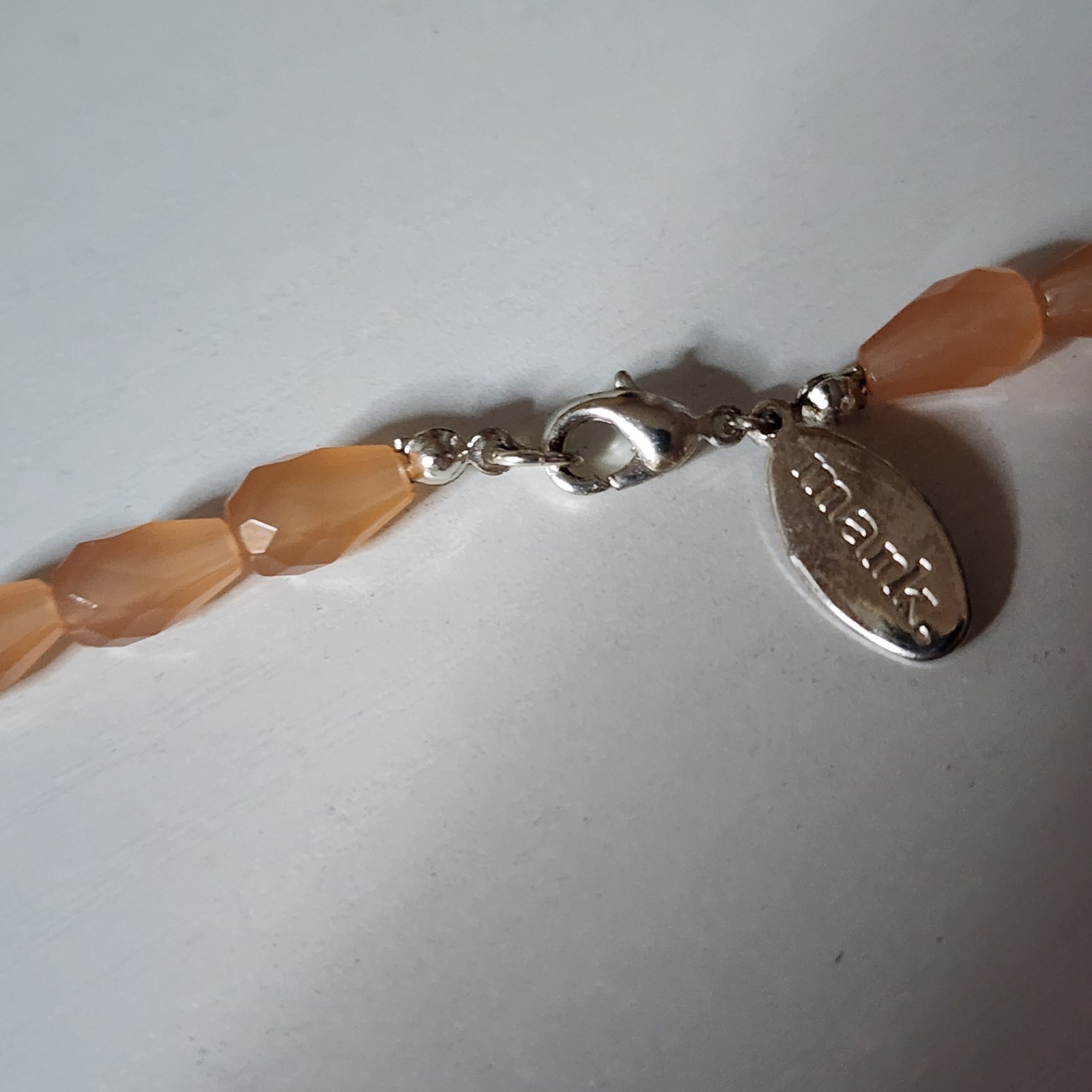 Signed mark. Orange Faux Crystals Necklace Estate Statement Beads