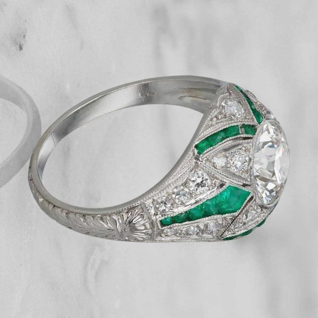 3.15Ct Art Deco Style Lab Created Diamond Anniversary 14k White Gold Finish Ring