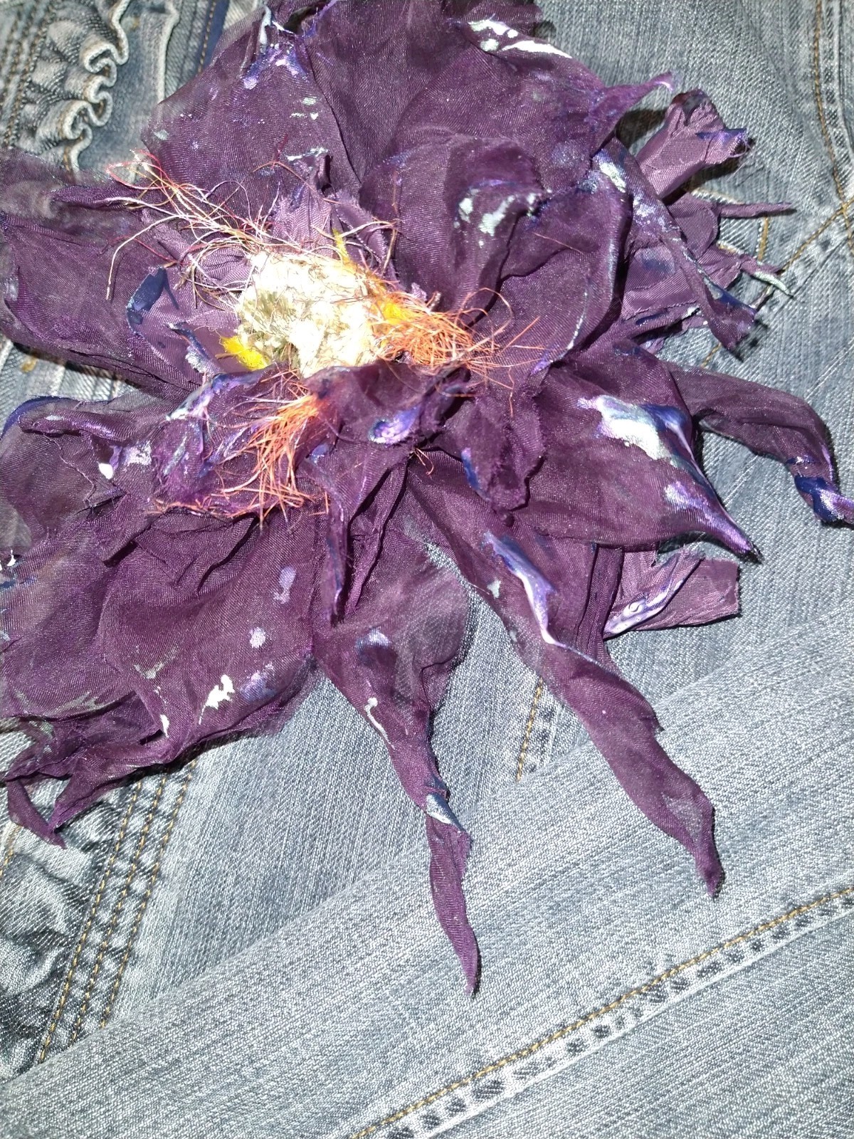 Brooch Large Purple Silk Costume Brooches & Pins Hair Clip Accessories Jewelry