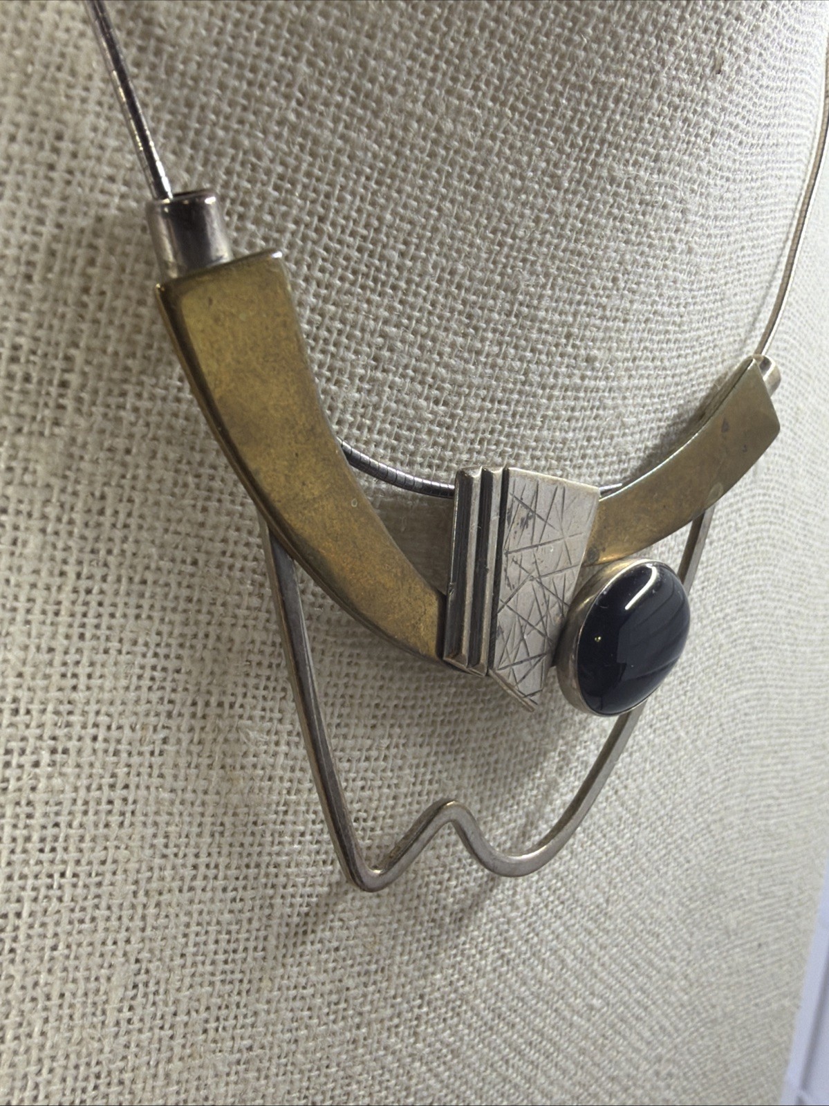 Hall McFall Modern Mixed Metals Necklace 925 Black Onyx 16″ Italian Snake Chain