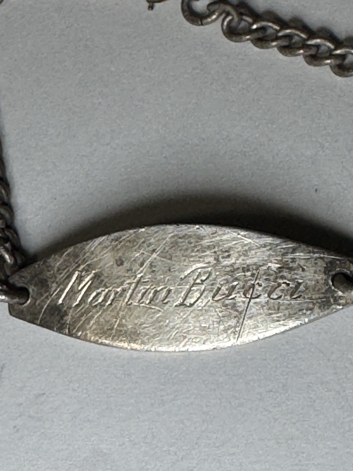 Engraved Silver ID Plate Curb Link Chain Bracelet Unisex Adults 6.5 in