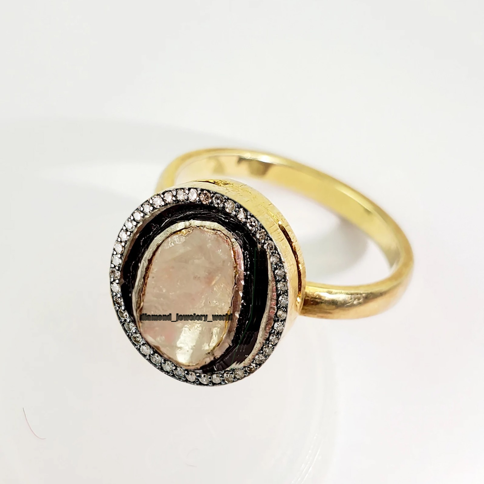 1.26ctw Genuine Old Mine Rose Antique Cut Diamond Victorian Silver Ring Jewelry