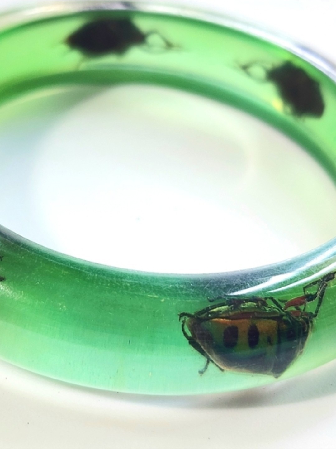 Vintage Green Juice Lucite Beetle Bangle