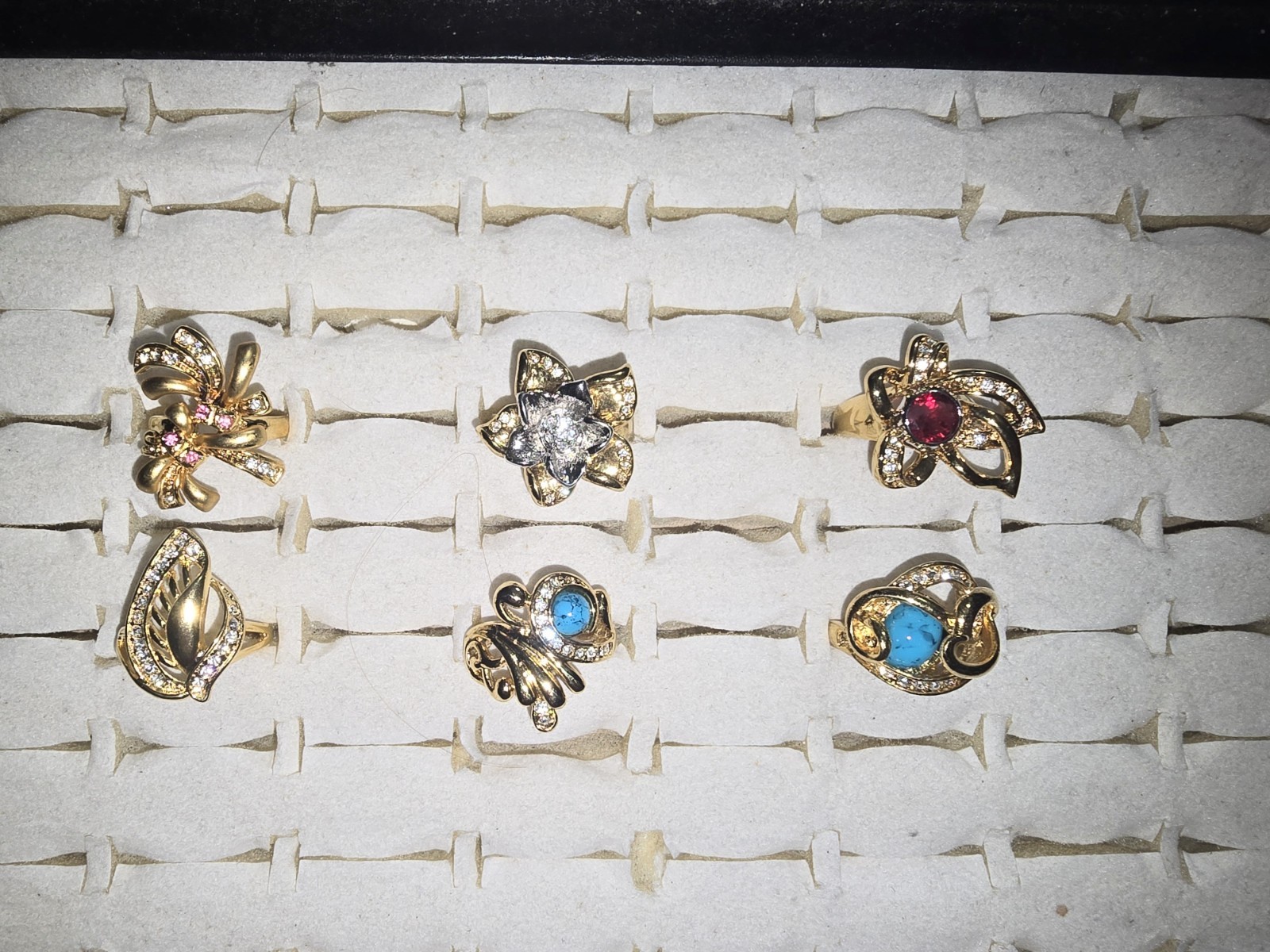 Modern Vintage 6 Piece Designer Signed/stamped Costume Ring Lot Size 7