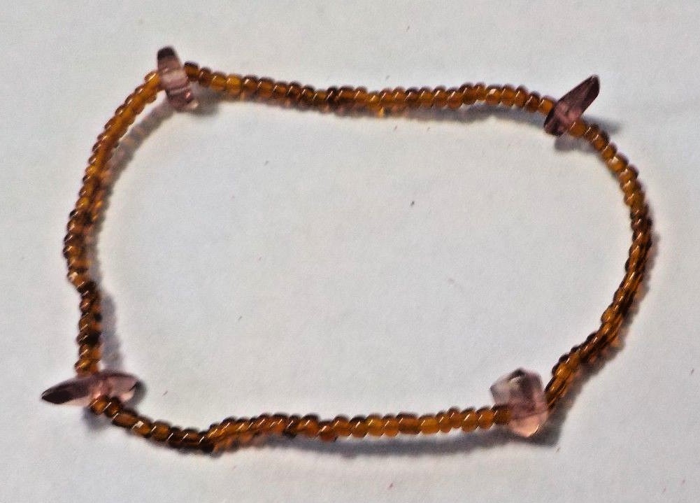 Brown & Clear Rose Tinted Plastic Beads Stretch Bracelet