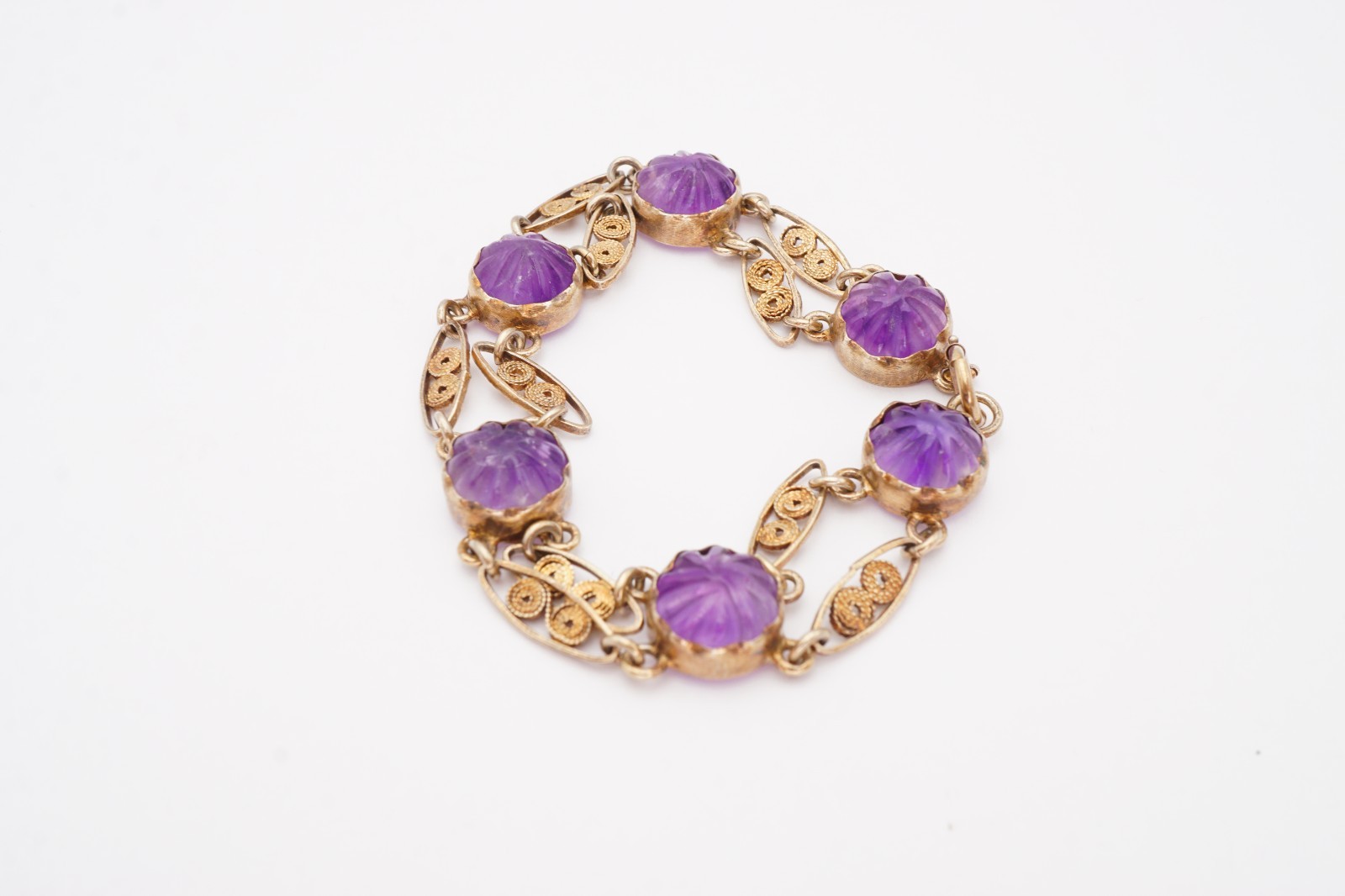 Vintage Gold Filled Amethyst Bracelet 7.5″