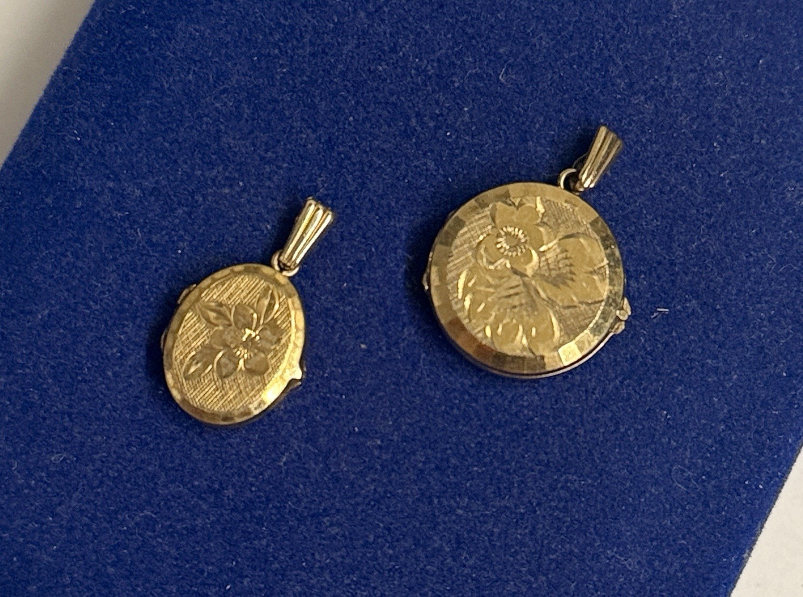 5g 2x Filigree Floral gold filled Locket Lot RG Gf Pendant Vtg Victorian