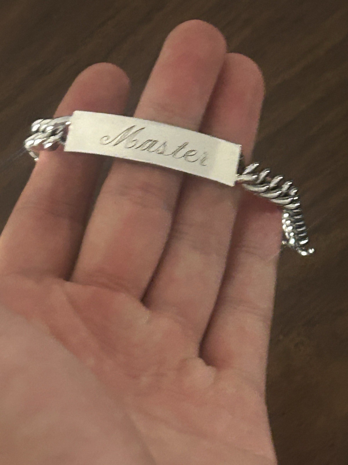 Overmarked Sterling Silver “Master” 8 Inch Military ID Bracelet 43g Please Read