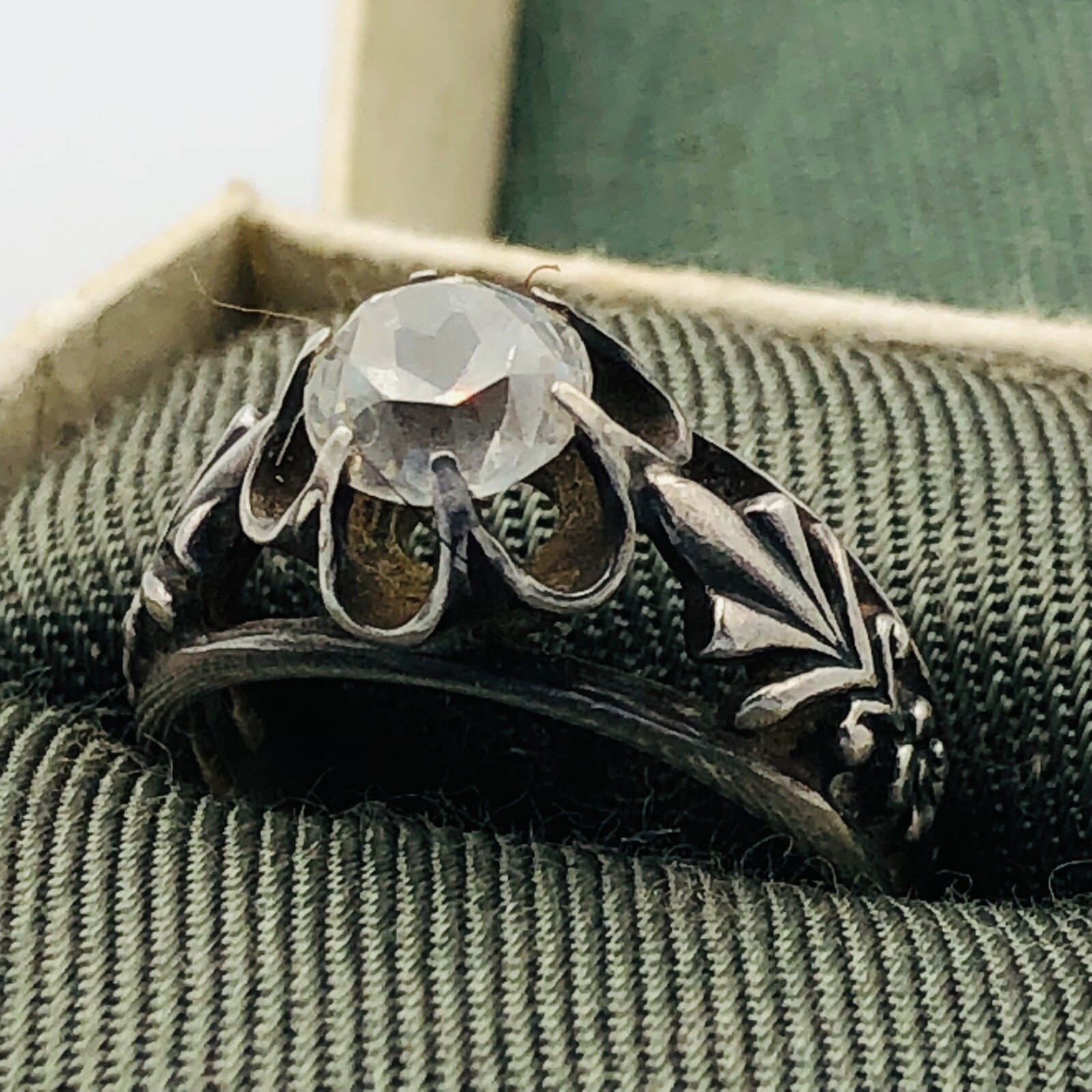 Soviet Engagement Ring Silver 875 Rock Crystal Size 5