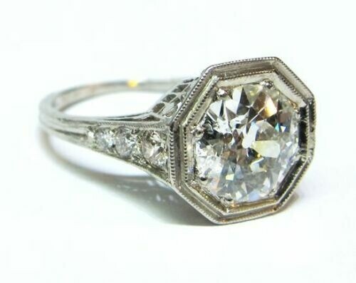 3.40 Ct Lab-Created White Diamond Art Deco Vintage Style Wedding Ring 925 Silver