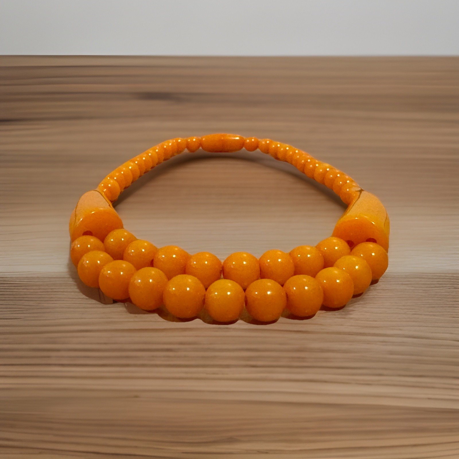 Vintage Style Unique Design Amber Resin Beads Handmade Necklace 19”in & 55grams