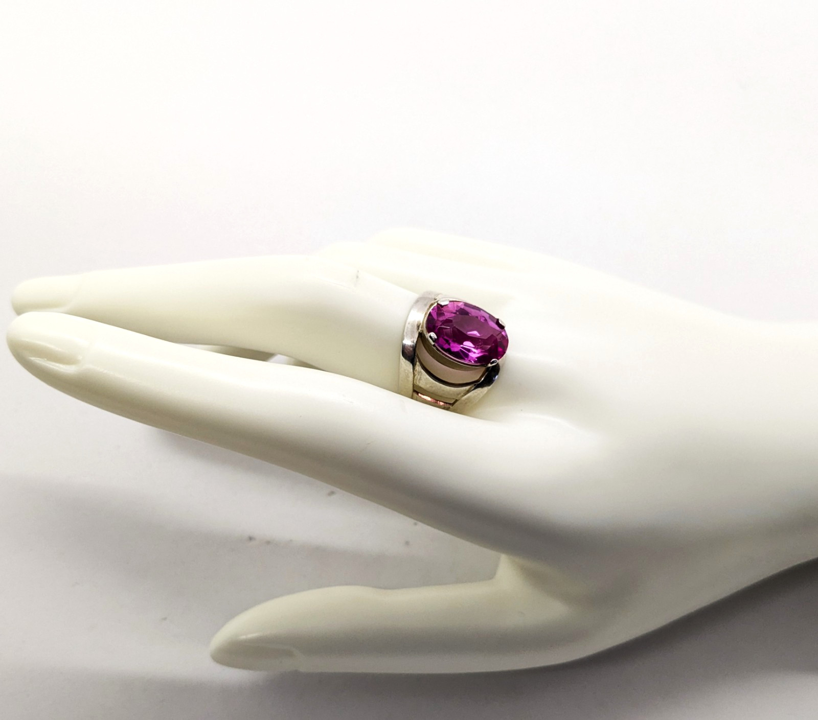 Vintage Luxury Soviet RING Silver⭐️875 with Big Bright Ruby -10.5US (20mm) | #77