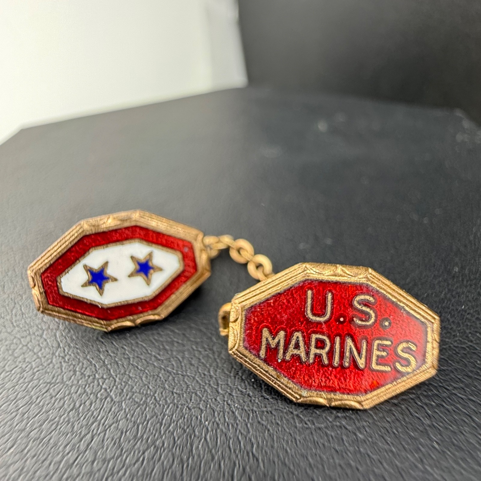 Vintage US Marines Pin Sweetheart Brooch Enamel