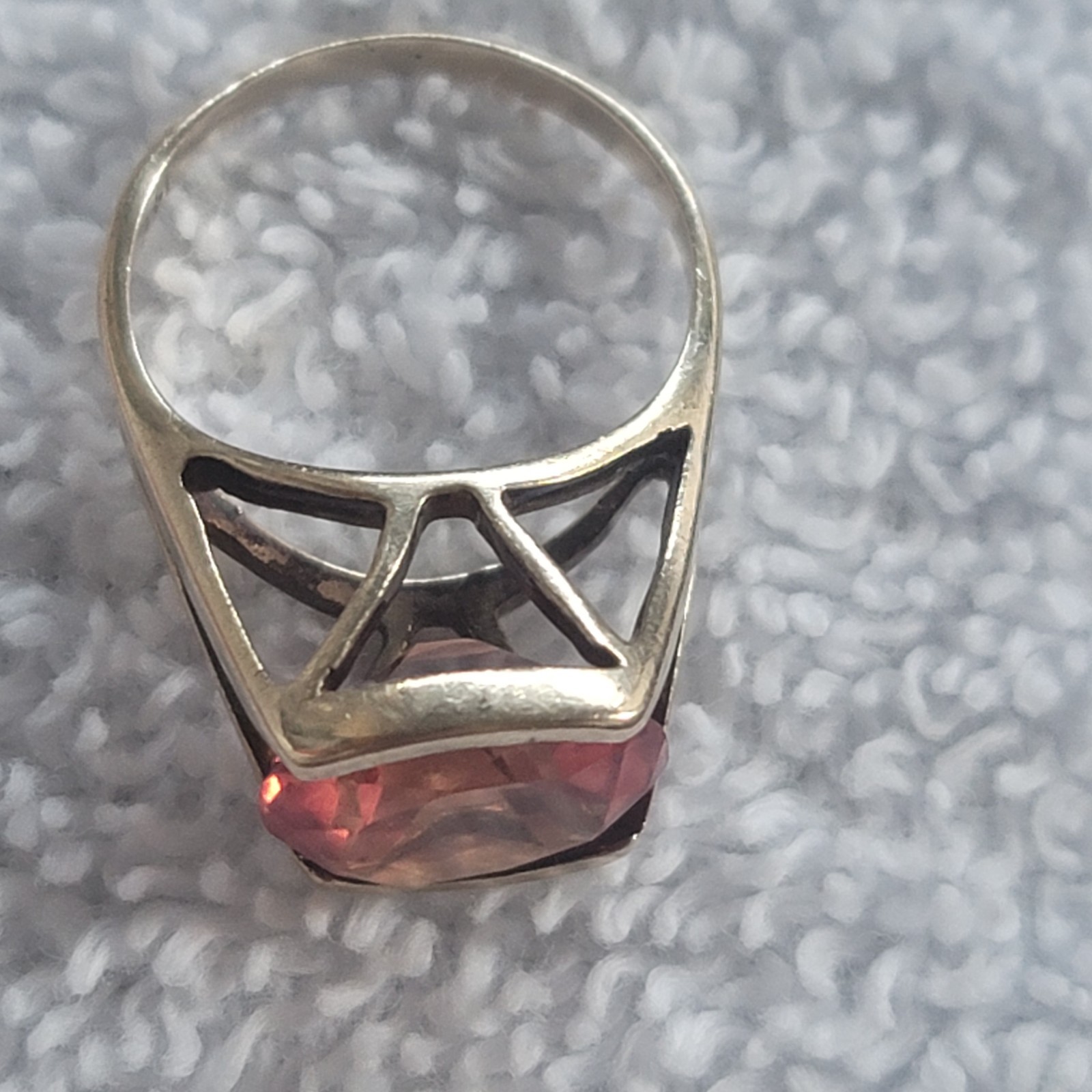 Vintage Mid-Century 14K Vivid Reddish-Orange Sapphire, Approx. 6.00 Carats