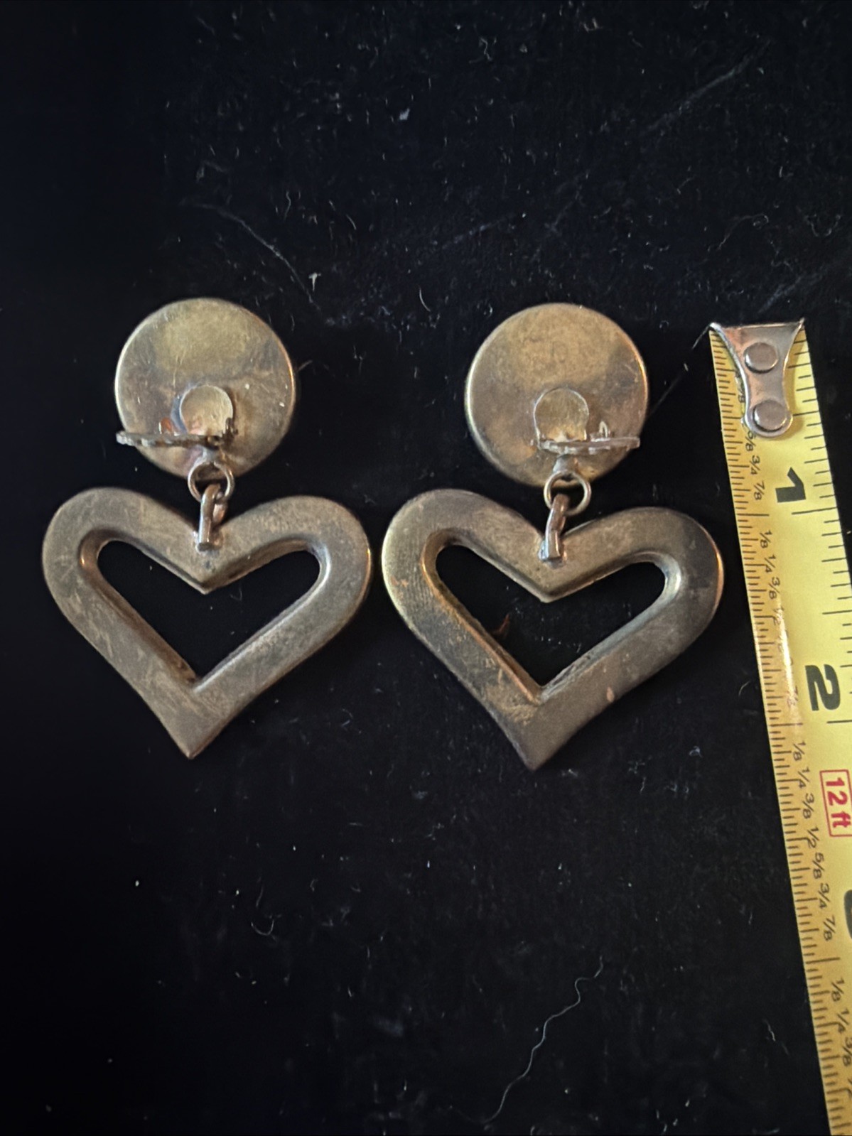 Vintage Door Knocker Clip On Earrings Gold Tone & Bronze Color Oval Dangle