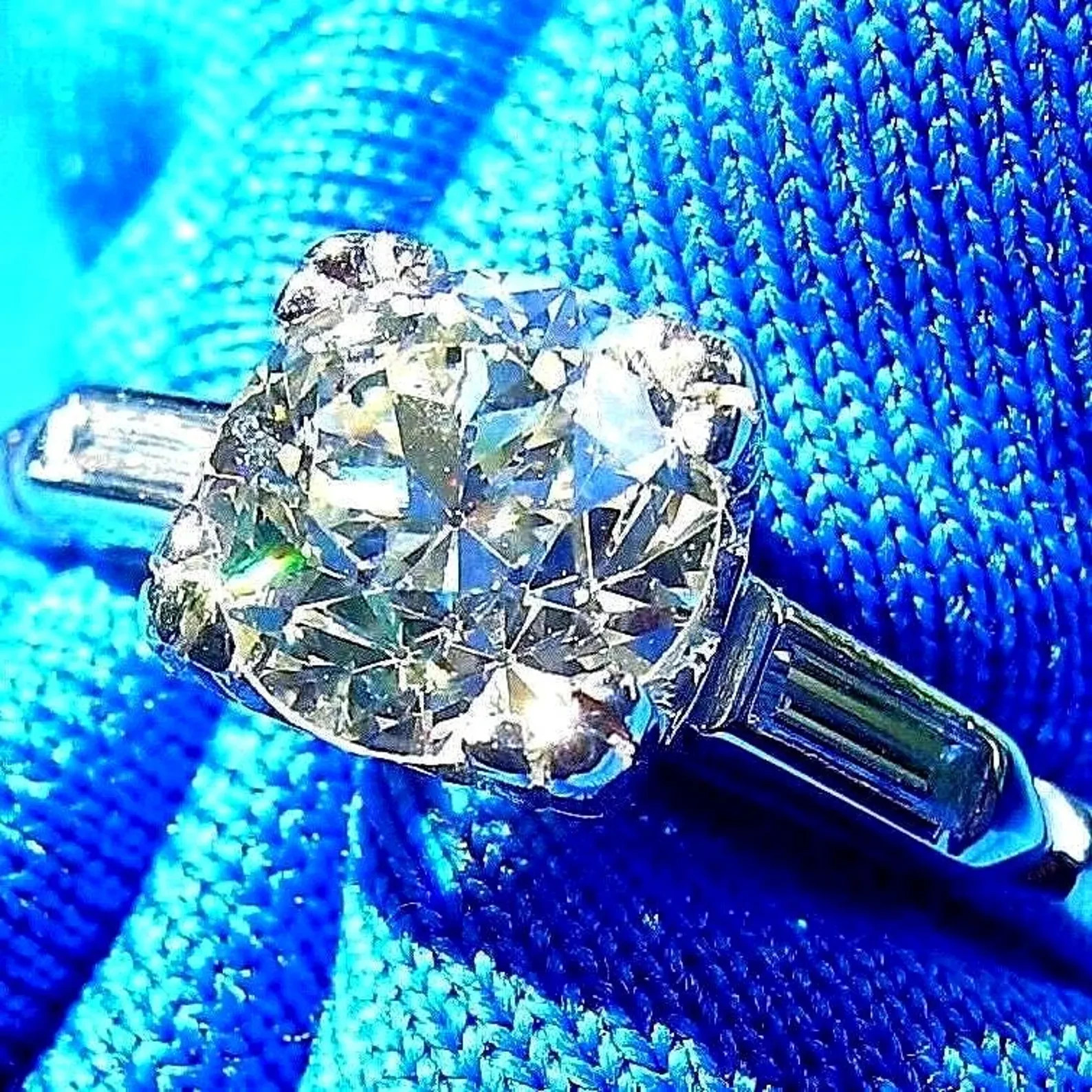 Original EARTH MINED DIAMOND Deco Engagement Ring Vintage PLATINUM Solitaire 7.5