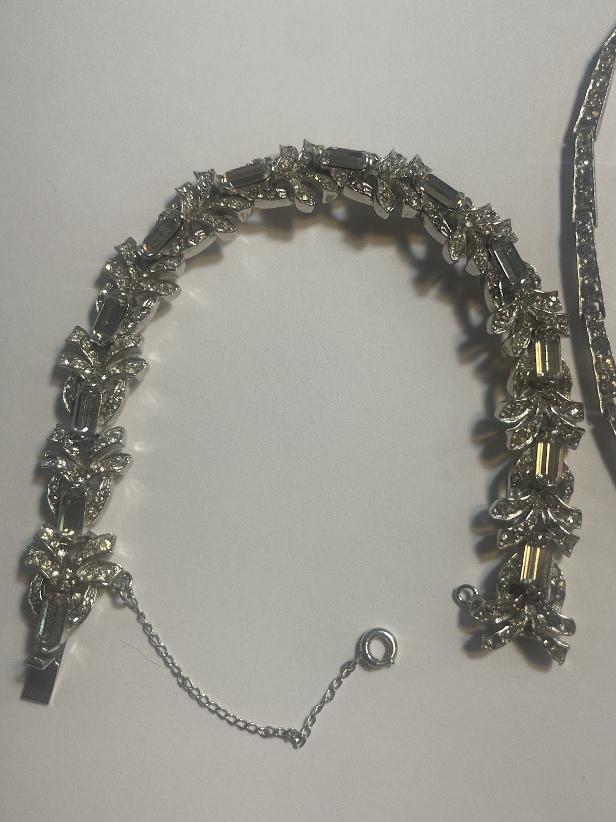 Antique 1920’s Art Deco Necklace And Bracelet Set Rhinestone Bridal Hollywood